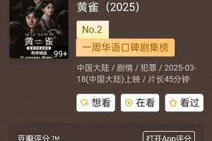 2024热播剧Top3：《黄雀》《滤镜》《棋士》哪部更值得追？